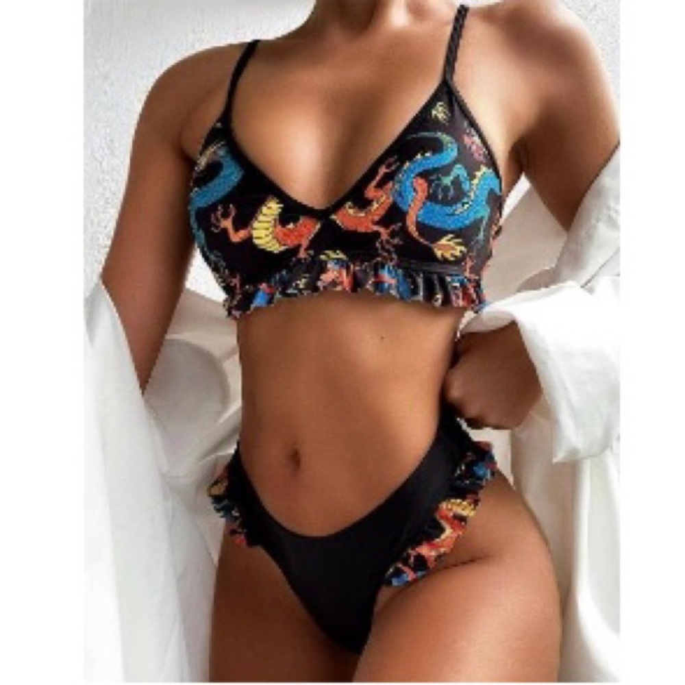 Dragon 2-PC SET bikini ruffle Top & Bottom-Medium 🐉